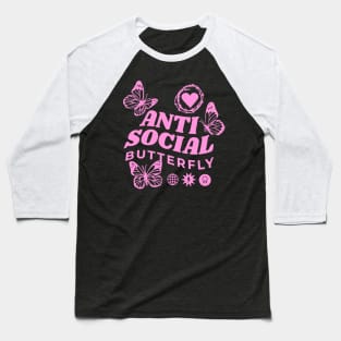 Anti Social Butterfly Baseball T-Shirt